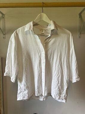 H&M Oversized Linen-Blend Shirt | White XS